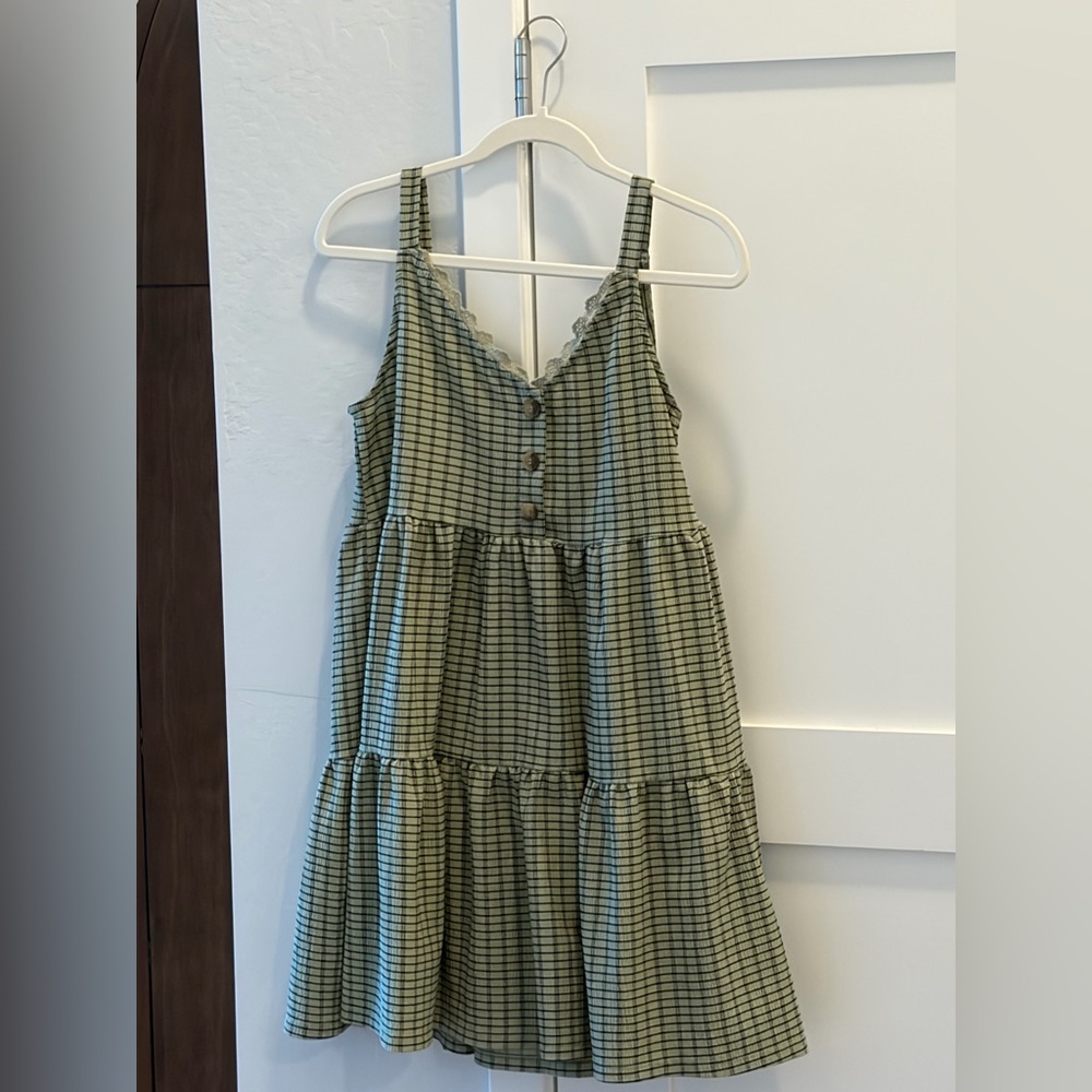 Blu Pepper Green Plaid Mini Dress